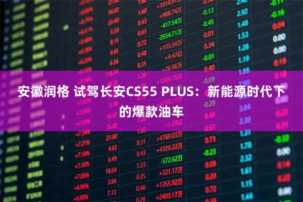 安徽润格 试驾长安CS55 PLUS：新能源时代下的爆款油车